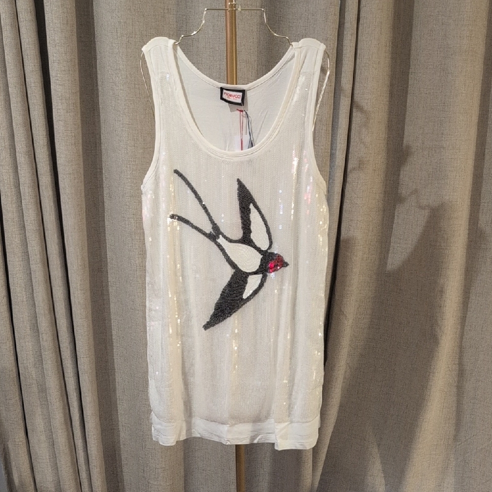 Fiorucci White Tank Sequin Mini Dress
